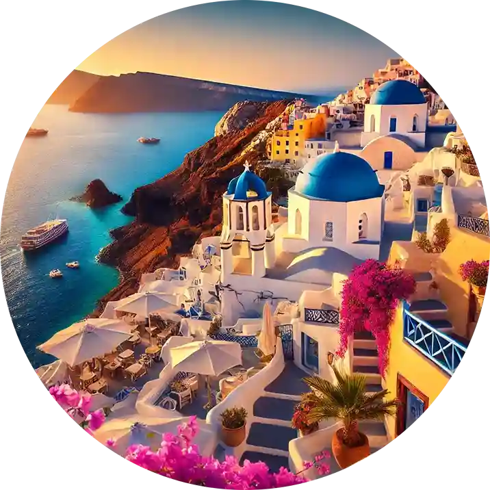 day upper view of Santorini