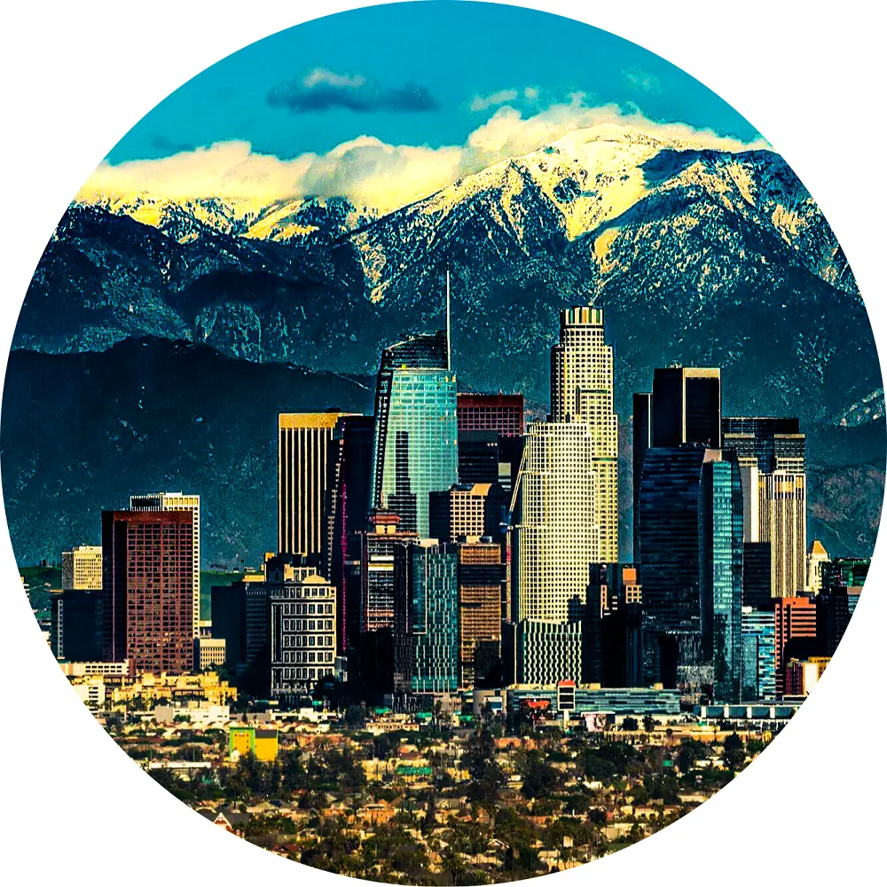 Los Angeles covered in golden sunlight