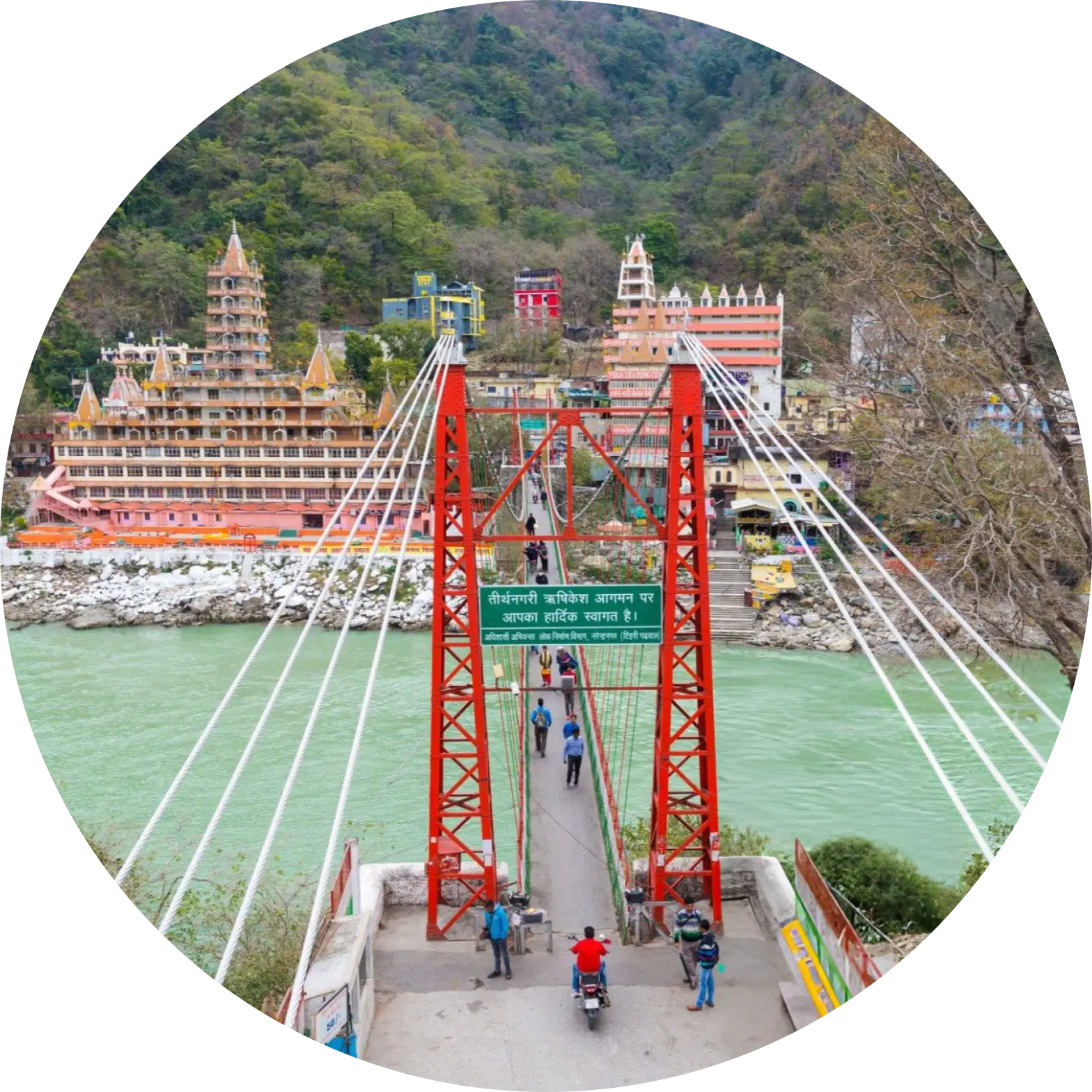 Lakshman Jhula on river Ganga in Rishikesh